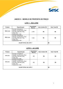 ANEXO II &ndash; MODELO DE PROPOSTA DE PRE&Ccedil;O