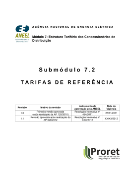 Tarifas de Refer&ecirc;ncia