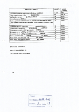PRODUTO E MARCA QUANT. VALOR UNITARIO