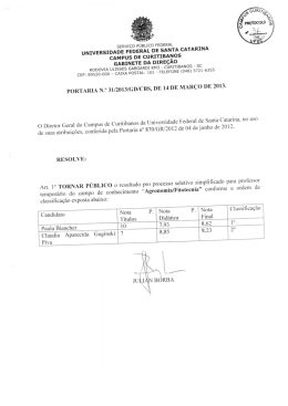 Portarias de divulgação Resultado preliminar