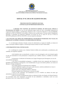 EDITAL Nº 07, DE 01 DE AGOSTO DE 2014.