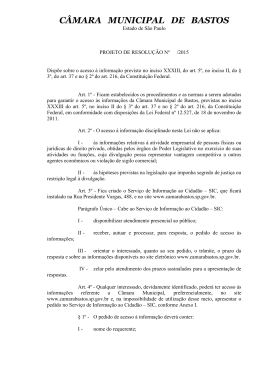 Proj. Resolução SIC - Câmara Municipal de Bastos