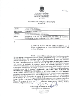 PODER JUDICIÁRIO ESTADO DA PARAÍBA COMARCA DE SOUSA