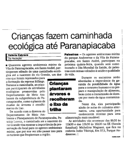 Crianças fazem caminhada ecológica até