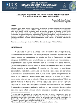 a educa&ccedil;&atilde;o de jovens e adultos no per&iacute;odo hist&oacute;rico de 1988 a