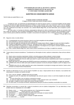 Provas - Universidade Estadual de Ponta Grossa