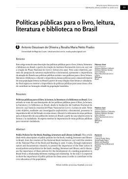 Pol&iacute;ticas p&uacute;blicas para o livro, leitura, literatura e biblioteca no Brasil
