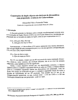 Constru&ccedil;&otilde;es de duplo objecto n&atilde;o derivam de ditransitivas com