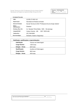 PROJETO CURSO T&Eacute;CNICO EM ENFERMAGEM
