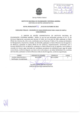 Edital de Revers&atilde;o de Vaga Reservada N&ordm; 03 de 22 de outubro de