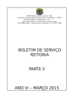 Ano VI &ndash; Mar&ccedil;o 2015 &ndash; Parte II - Portarias & Boletins de Servi&ccedil;o
