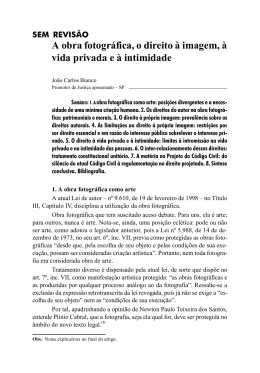A obra fotogr&aacute;fica, o direito &agrave; imagem, &agrave; vida