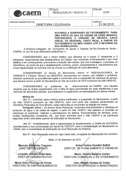 Autoriza a suspensão do faturamento para uma parte do SAA da