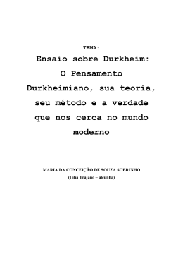 Ensaio sobre Durkheim: O Pensamento Durkheimiano, sua