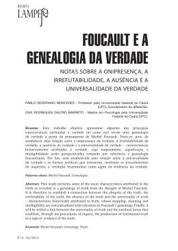 FOUCAULT E A GENEALOGIA DA VERDADE