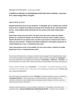 DOMINGO DE PENTECOSTES - 24 de maio de 2015 O ESP&Iacute;RITO
