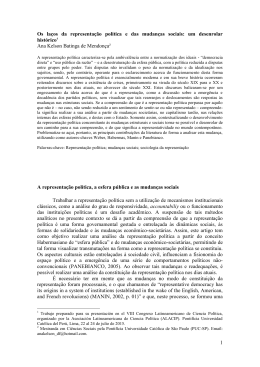 1 Os la&ccedil;os da representa&ccedil;&atilde;o pol&iacute;tica e das mudan&ccedil;as sociais: um