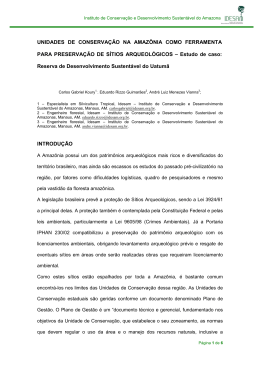 Arqueologia e Unidades de Conserva&ccedil;&atilde;o na Amazonia