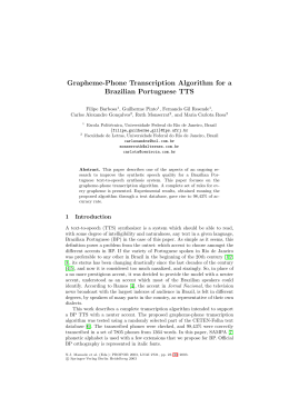 Grapheme-Phone Transcription Algorithm for a Brazilian - IME-USP