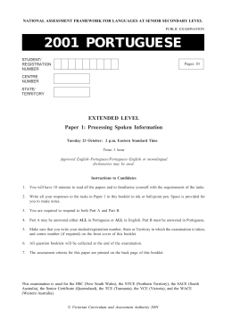 2001 PORTUGUESE - Victorian Curriculum and Assessment Authority
