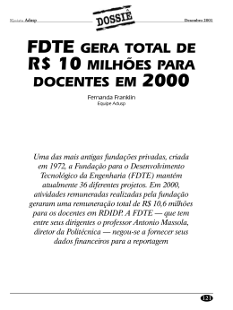 FDTE gera total de R$ 10 milhões para docentes em 2000