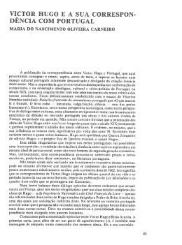 A publica&ccedil;&atilde;o da correspond&ecirc;ncia entre Victor Hugo e Portugal, que