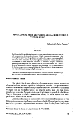 machado de assis leitor de alexandre dumas e victor hugo