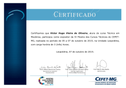 Certificamos que Victor Hugo Vieira de Oliveira - DEPT - Cefet-MG