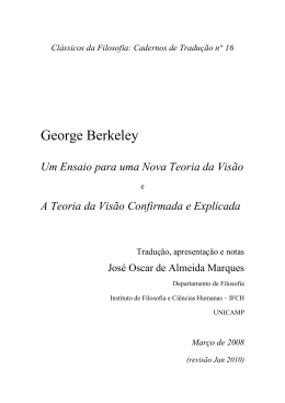 Ensaio para uma Nova teoria da Vis&atilde;o