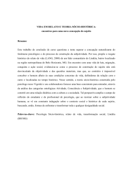 VIDA EM RELATO E TEORIA S&Oacute;CIO-HIST&Oacute;RICA
