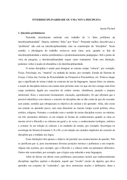 INTERDISCIPLINARIDADE OU UMA NOVA DISCIPLINA Jayme