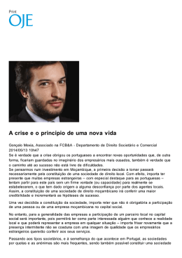 A crise e o princípio de uma nova vida GNM 13.05.2014