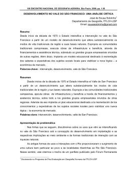 DESENVOLVIMENTO NO VALE DO S&Atilde;O FRANCISCO: UMA