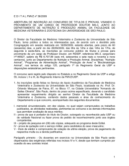 abertura de inscricao ao concurso de titulos e provas