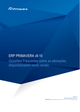 ERP PRIMAVERA v9.10 Quest&otilde;es Frequentes sobre as