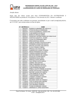 Atenção alunos: Segue lista dos alunos aceitos para fazer