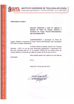 Determina a data de vigência e eficácia do PCSC do Corpo