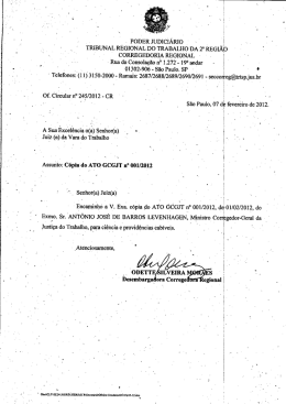 ATO GCGJT n&ordm; 001/2012 - Tribunal Regional do Trabalho da 2&ordf;