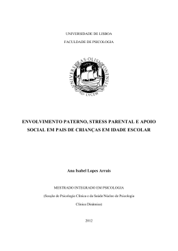 envolvimento paterno, stress parental e apoio social em pais de