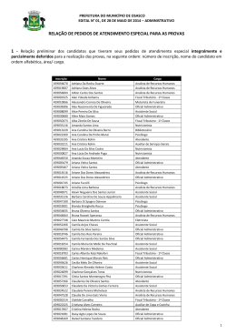 Edital preliminar de deferimento dos pedidos de