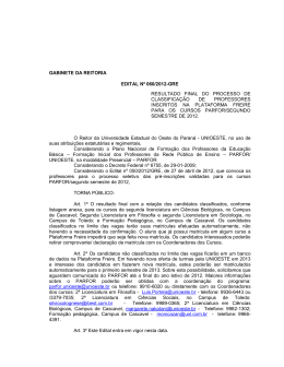 gabinete da reitoria edital n&ordm; 060/2012-gre resultado final