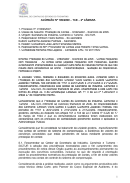 Decis&atilde;o, Relat&oacute;rio e Voto. - Tribunal de Contas do Estado do