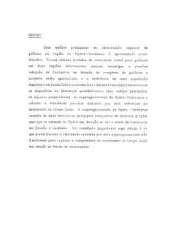 RESUMO Uma analise preliminar da distribuição espacial de