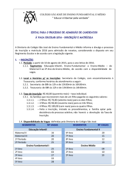 edital para o processo de admiss&atilde;o de candidatos &agrave; vaga escolar