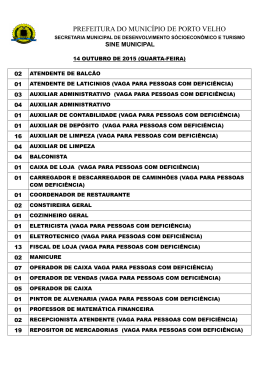 PREFEITURA DO MUNIC&Iacute;PIO DE PORTO VELHO