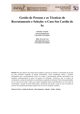 Gest&atilde;o de Pessoas e as T&eacute;cnicas de Recrutamento e Sele&ccedil;&atilde;o