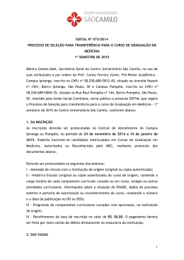 EDITAL Nº 073/2014 PROCESSO DE SELEÇÃO
