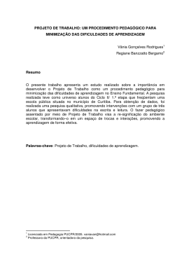 PROJETO DE TRABALHO: UM PROCEDIMENTO