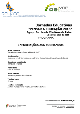 Jornadas Educativas “PENSAR A EDUCAÇÃO 2015”