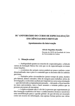 10&ordm; anivers&aacute;rio do curso de Especializa&ccedil;&atilde;o em Ci&ecirc;ncias Documentais